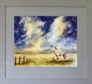 original painting, horse, foal
