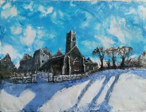 painting, quin abbey, winter, seasons